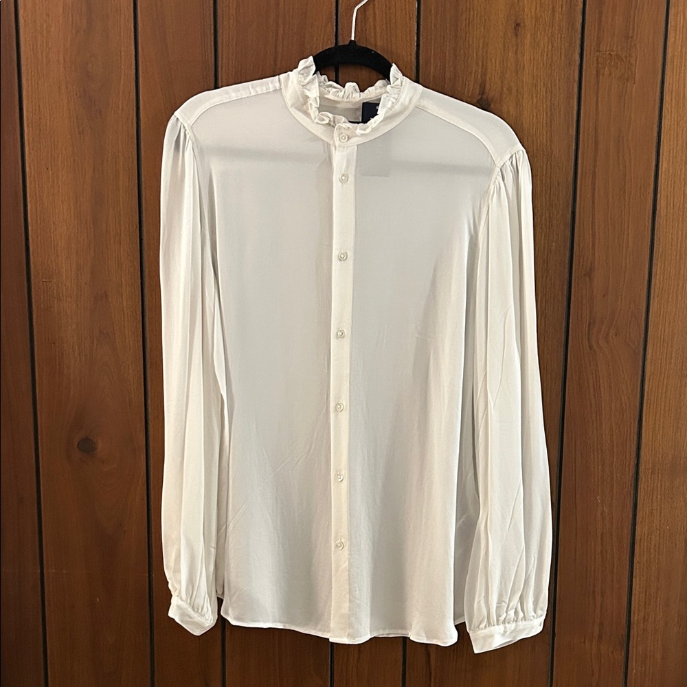 Ralph Lauren White Ruffle Blouse